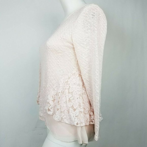 Style & Co Womens Sweater Pink Lace Inset Size L - Picture 7 of 9